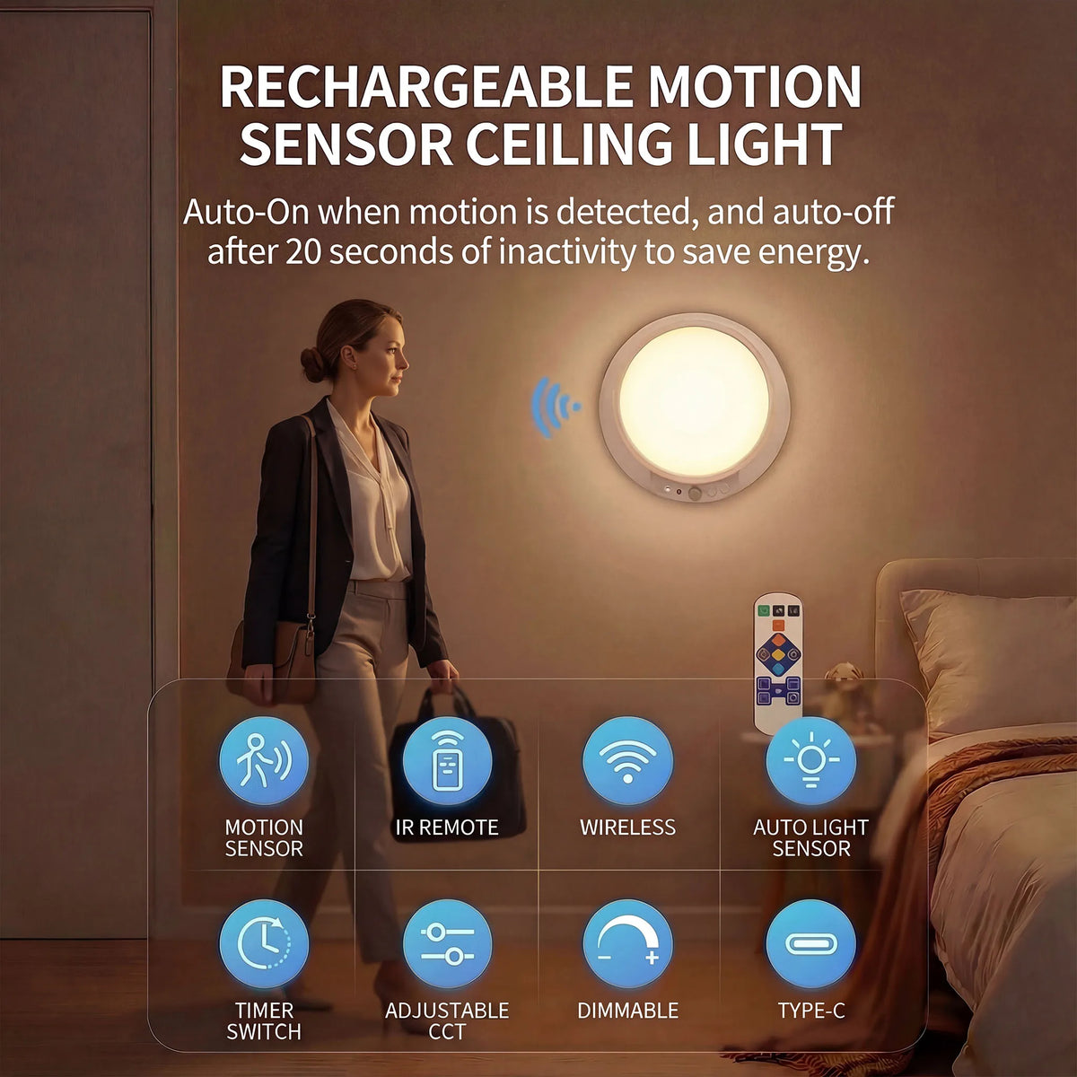 Plafonnier LED sans fil LUOR