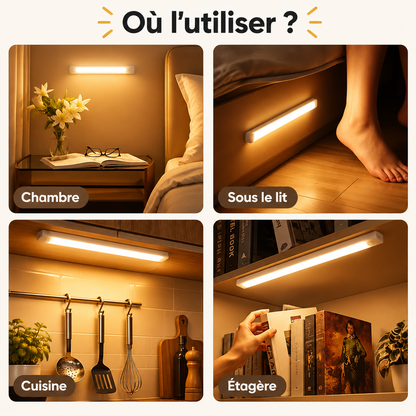 Où utiliser la réglette LED : chambre, sous le lit, cuisine, étagère